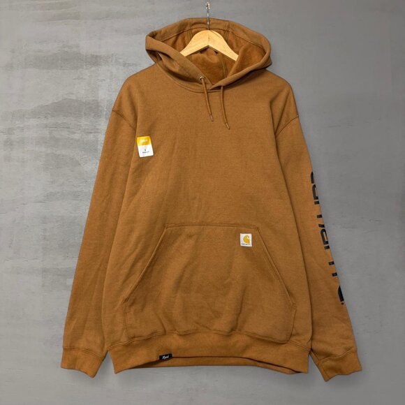 NEW Carhartt Loose Fit Tan Brown Drawstring Men’s Hoodie Sweatshirt Large - Picture 1 of 5